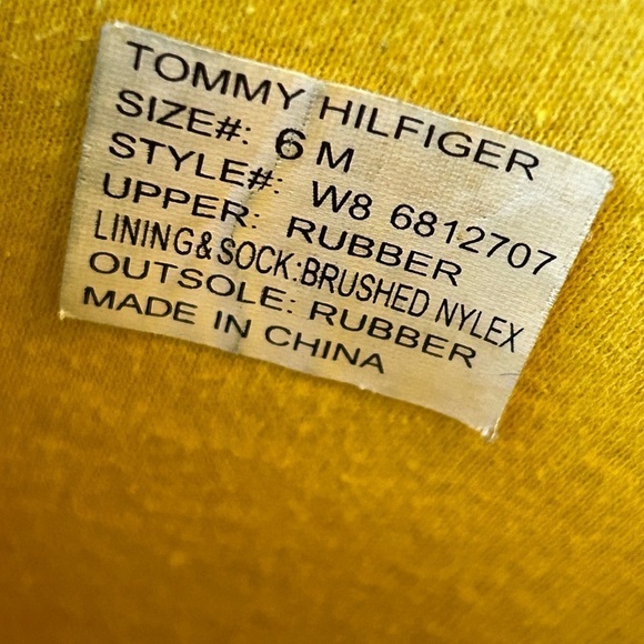 TOMMY HILFIGER TALL RUBBER RAIN BOOTS + BRUSHED NYLEX LINING, NAVY BLUE & RED, 6 - Picture 7 of 7